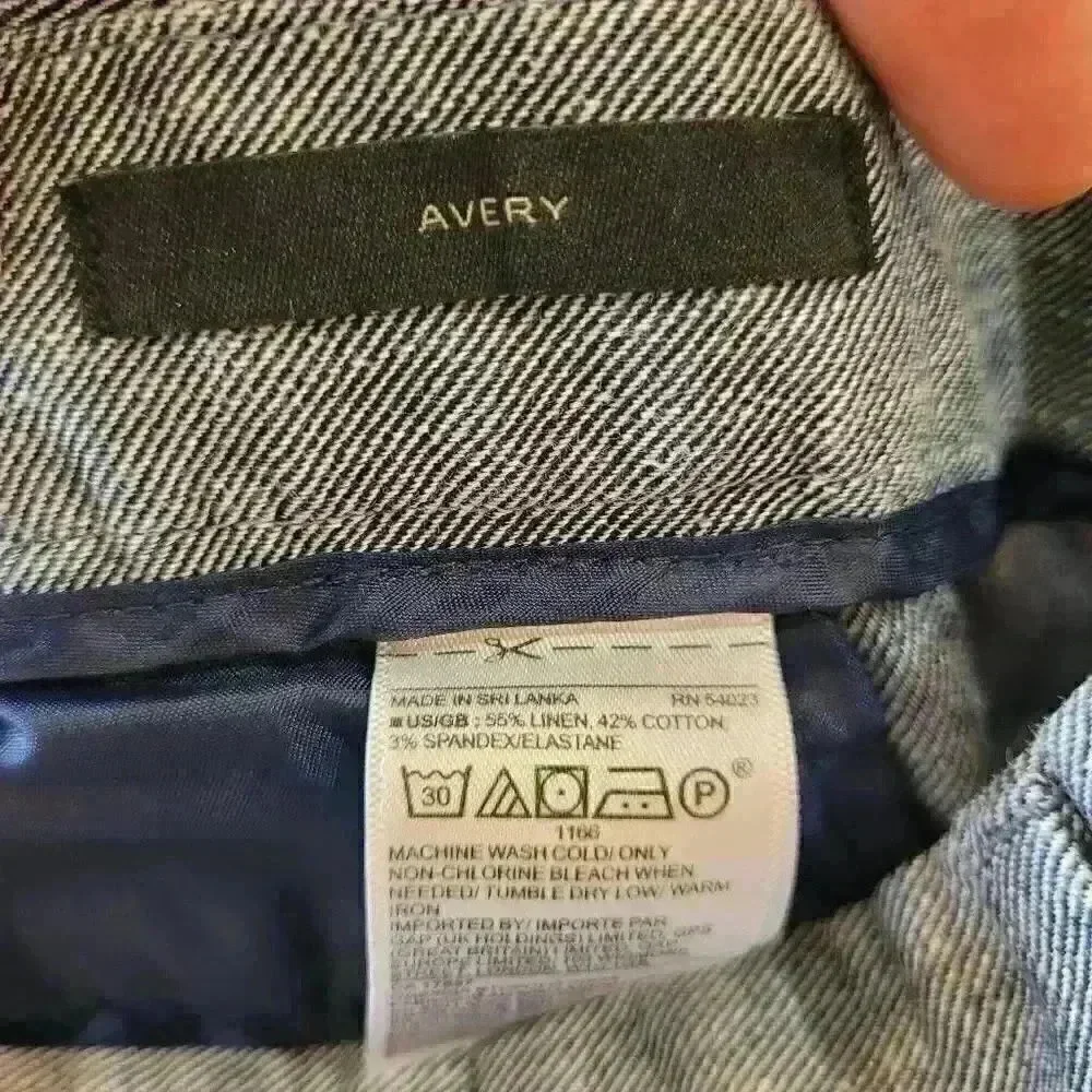 Banana Republic Avery Fit Women's Blue/White Twill Linen/Cotton/Spandex Pants